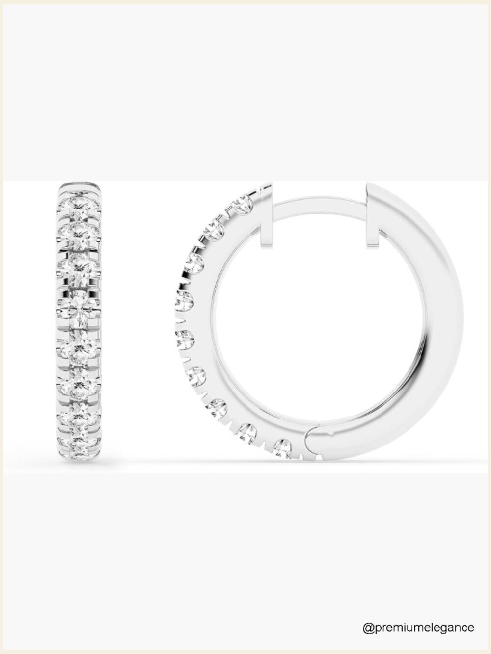 1 Carat Lab Grown Diamond Hoop Earrings Sterling Silver Prong Set